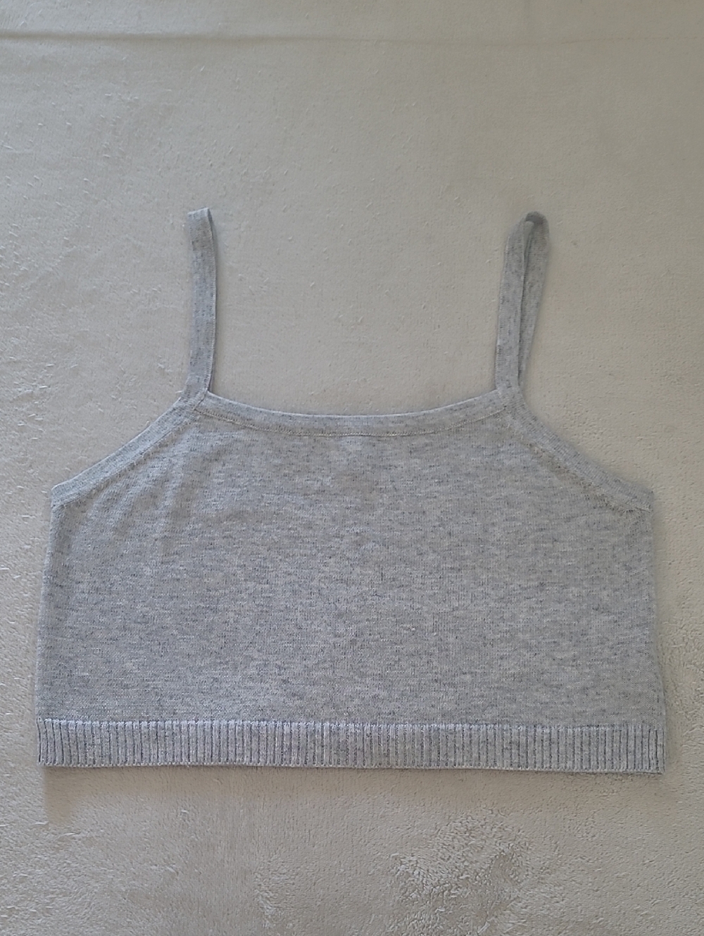 Kittenish Jessie James Decker M Gray Knit Crop Tank Hemp Blend Cami Minimalist